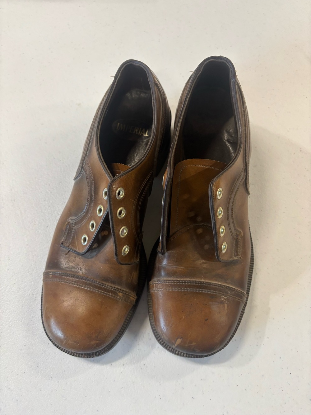 Imperial -Men's Brown Leather Cap-Toe Dress Shoes